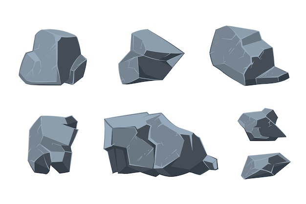 Rockowe elementy kreskówki wektorowej. Struktura mineralna, ilustracja szablonu naturalnego modelu