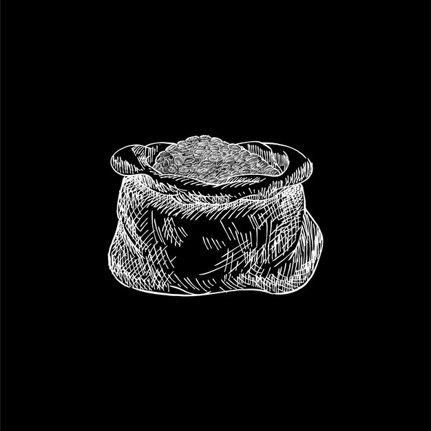 Rocznik ilustracja worek kawowe fasole