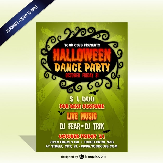 Bezpłatny wektor rocznika szablon halloween party plakat