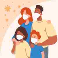 Bezpłatny wektor rodzina chroniona przed wirusem
