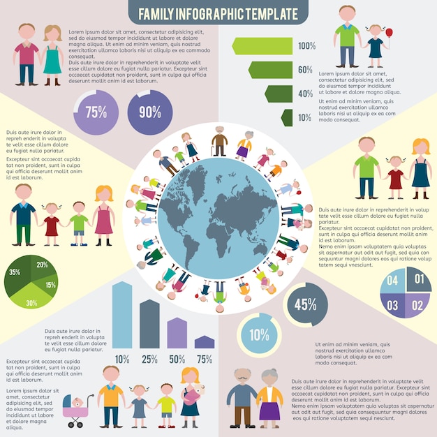Bezpłatny wektor rodzina infografika szablon