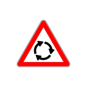 Rondo skrzyżowanie przed, czerwony trójkąt znak ostrzegawczy wektor ilustracja.
