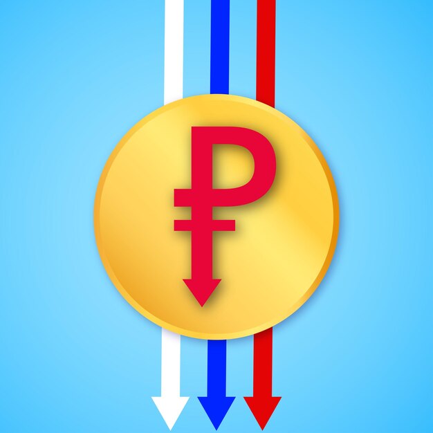 Rosyjski Rubel Niebieski Czerwony Złoty Tło Social Media Design Banner Darmowy Wektor