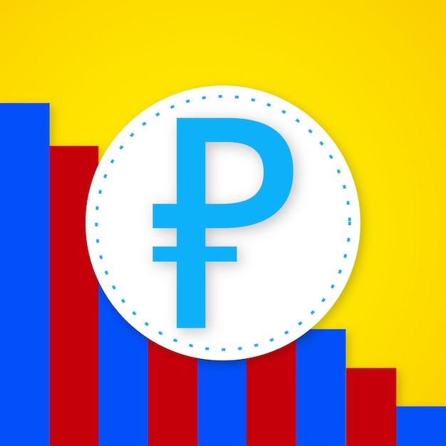 Bezpłatny wektor rosyjski rubel niebieski czerwony żółty tło social media design banner darmowy wektor