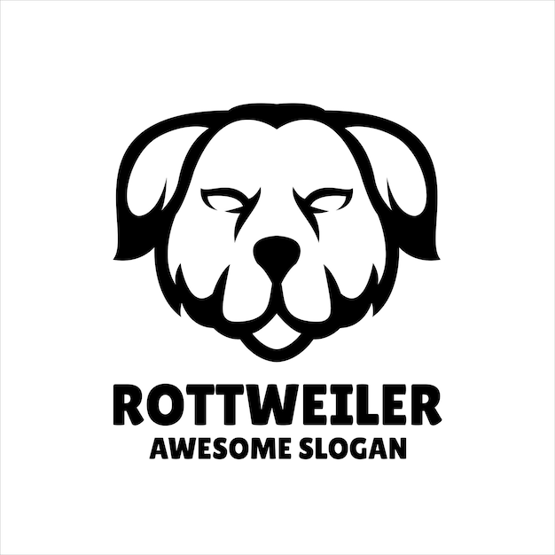 Bezpłatny wektor rottweiler ilustracja projekt logo prosta maskotka