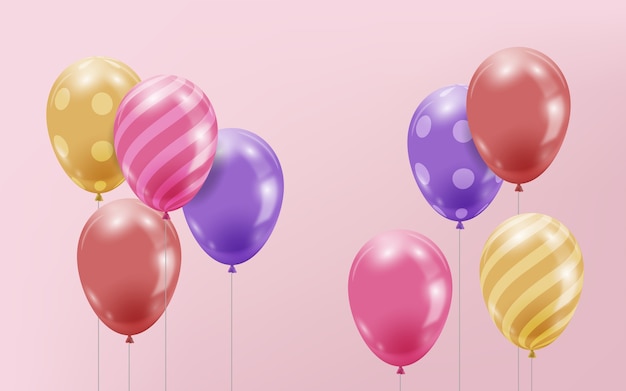 Różne kolorowe realistyczne balony
