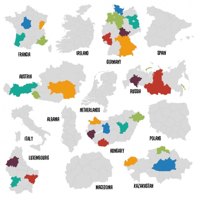 Bezpłatny wektor różne kraje mapa polityczna