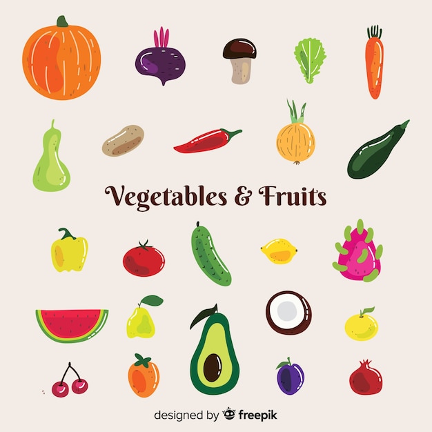 Bezpłatny wektor różne opakowania warzyw i owoców