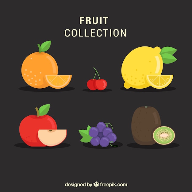 Bezpłatny wektor różne owoce płaska