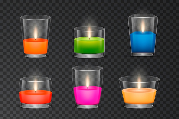 Różne realistyczne kolekcje świec zapachowych