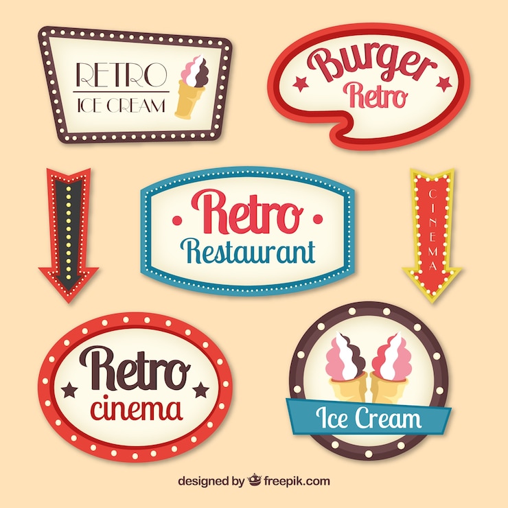 Bezpłatny plik Wektor różne retro sygnały z lampkami