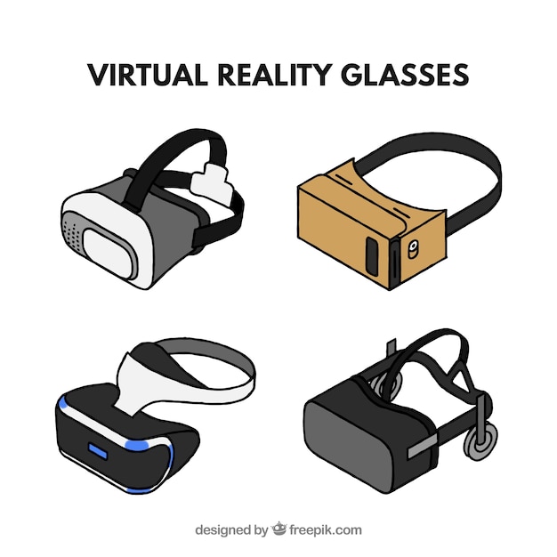 Bezpłatny wektor różne wirtualne okulary rzeczywistość