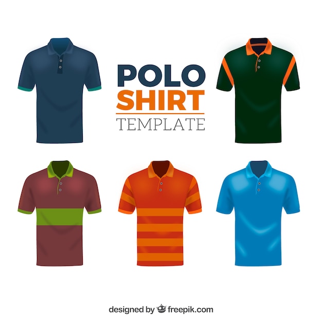 Bezpłatny wektor różne wzory męskiej kolekcji polo shirt