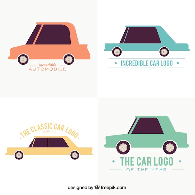 Bezpłatny wektor różnorodność logo z kolorowymi samochodów w płaskiej konstrukcji