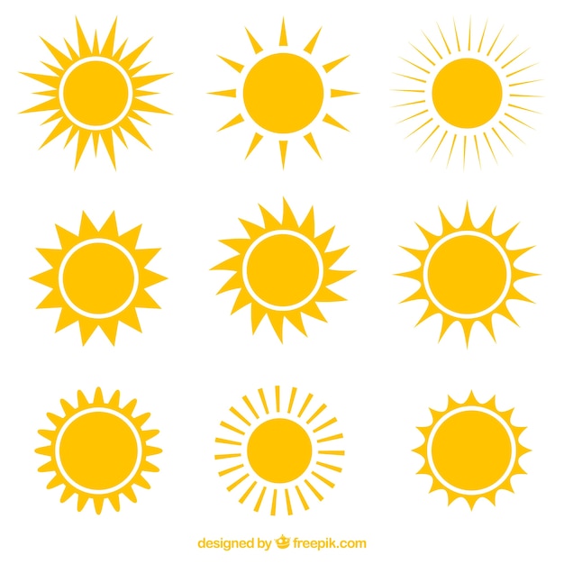 Różnorodność słońc ikon