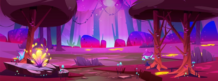 Bezpłatny plik Wektor różowa fantazja magiczna lasowa tło ilustracja