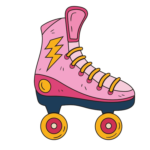 Bezpłatny wektor różowa łyżwa w stylu pop-artu w stylu retro