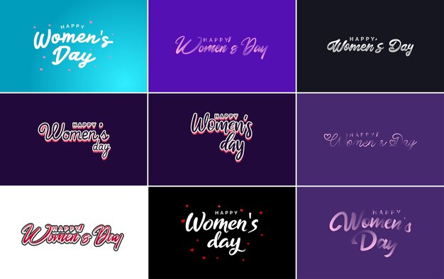 Różowe Elementy Typograficzne Projektu Happy Women's Day Do Wykorzystania W Koncepcji Międzynarodowego Dnia Kobiet Minimalistyczny Projekt Ilustracji Wektorowych