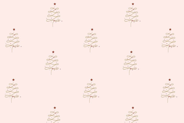 Bezpłatny wektor różowe tło świąteczne, wzór świątecznych drzew w wektorze projektu doodle