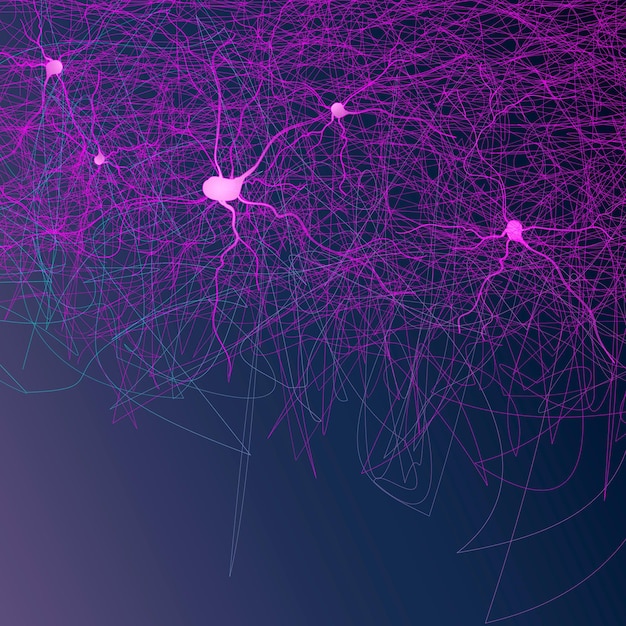 Różowy baner sieci nerwowej cyfrowa opieka zdrowotna