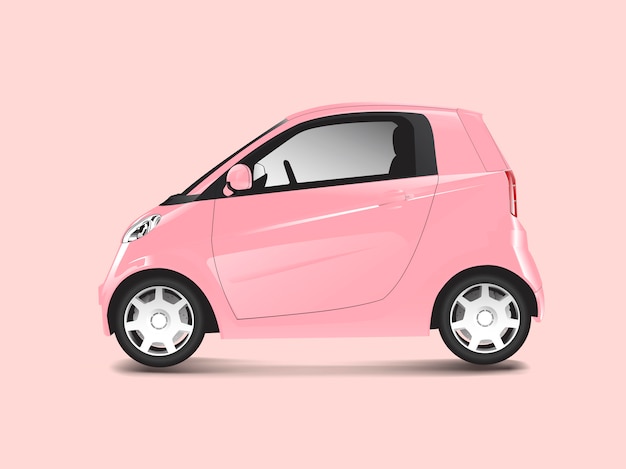 Różowy kompaktowy samochód hybrydowy wektor