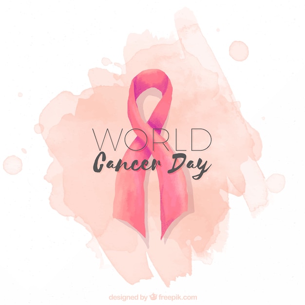 Bezpłatny wektor różowy wzór akwarela na światowy dzień raka