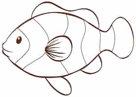 Bezpłatny wektor ryba w prostym stylu doodle na białym tle