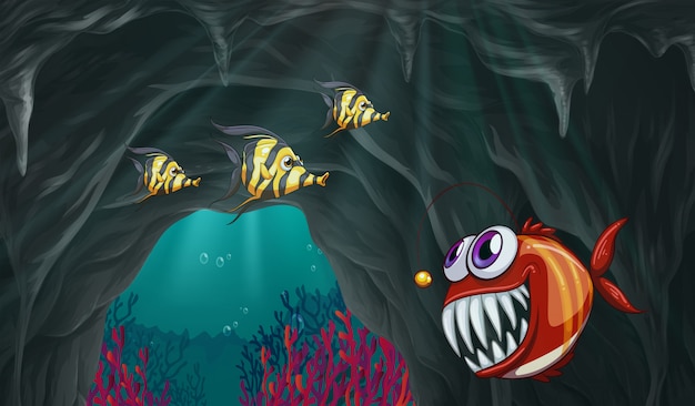 Ryby pływają pod oceanem