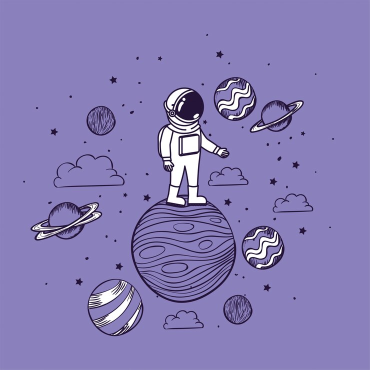 Bezpłatny plik Wektor rysowanie astronautów planetami