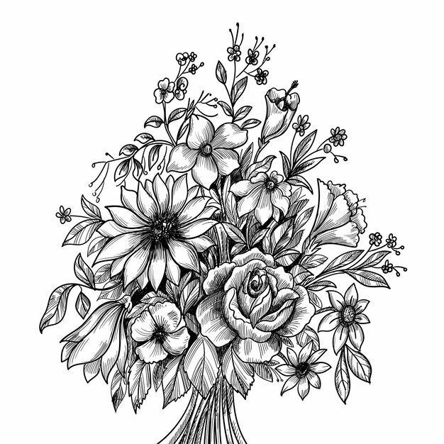Rysunek i szkic ozdobny kwiatowy