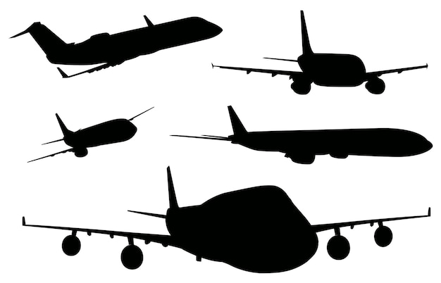 Bezpłatny wektor samoloty w kolorze czarnym