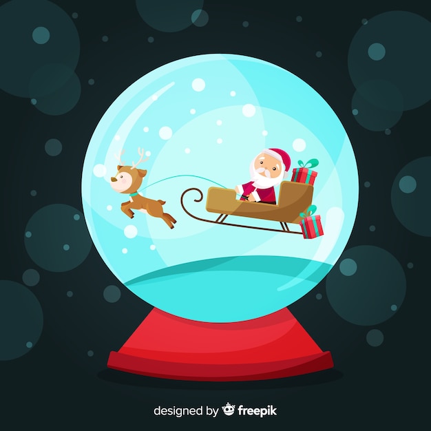 Bezpłatny wektor santa sanie christmas snowball