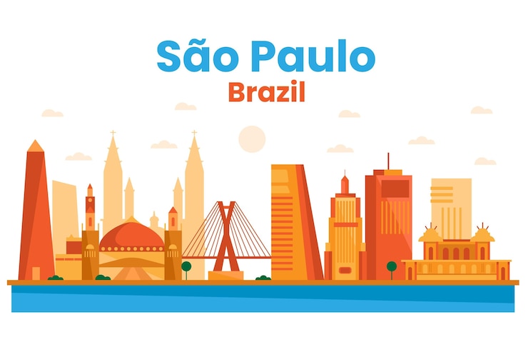 Bezpłatny plik Wektor sao paulo skyline w gradientowych odcieniach pomarańczy