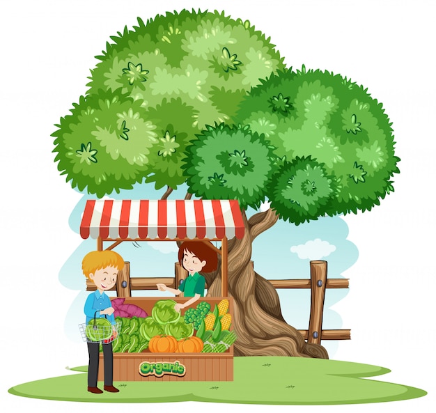 Scena Z Klientem Kupuje Warzywa Na Gospodarstwie Rolnym