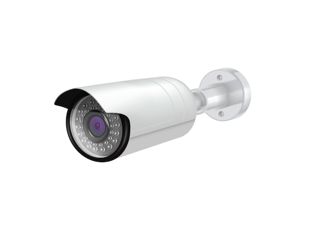 Ścienna kamera bezpieczeństwa na białym tle realistyczne ilustracji wektorowych