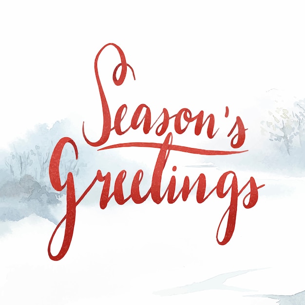 Seasons Pozdrowienia Akwarela Typografia Wektor