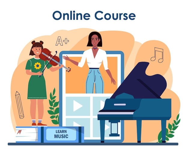 Serwis lub platforma internetowa klubu muzycznego lub szkoły. uczniowie uczą się