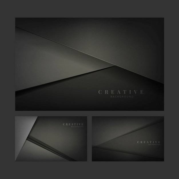 Set abstrakcjonistyczni kreatywnie tło projekty w czerni