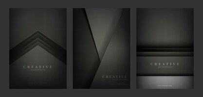 Set abstrakcjonistyczni kreatywnie tło projekty w czerni