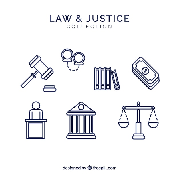 Bezpłatny wektor set de elementos de derecho y justicia