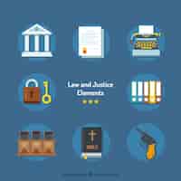 Bezpłatny wektor set de elementos de derecho y justicia