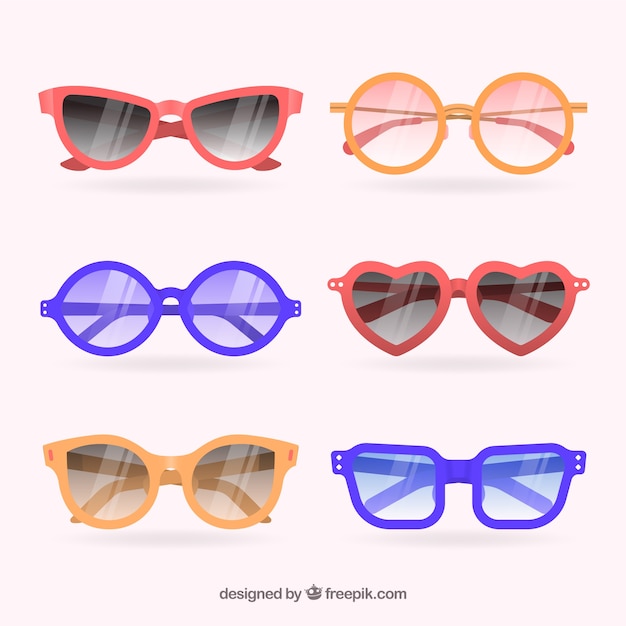 Bezpłatny wektor sezonowa kolekcja okularów przeciwsłonecznych w płaskim stylu