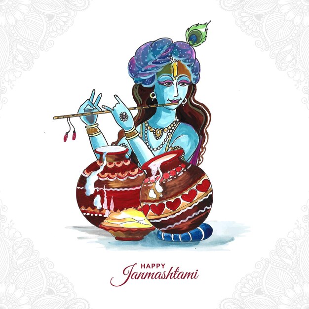 Shree krishna janmashtami festiwal święta karta tło