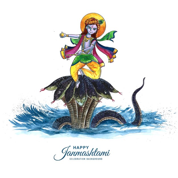 Shree Krishna Janmashtami świąteczna Karta Festiwalu Tło