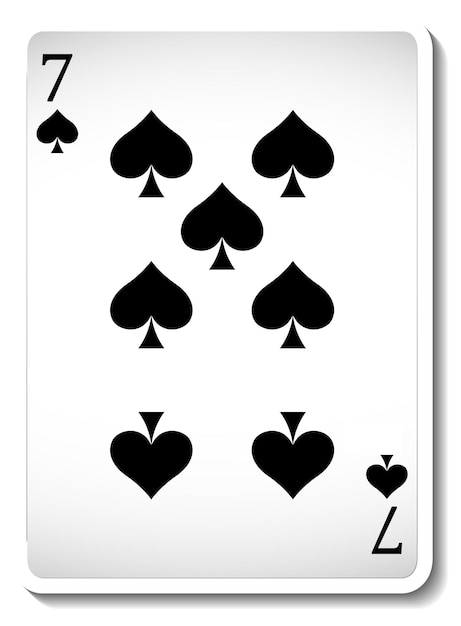 Bezpłatny wektor siedem pikowych kart do gry na białym tle