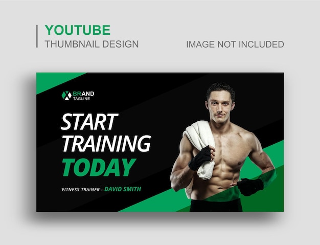 Siłownia fitness miniatura wideo youtube i szablon banera internetowego