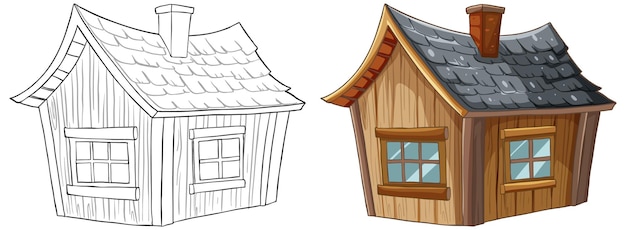 Bezpłatny wektor sketch to color przyjemna transformacja domku