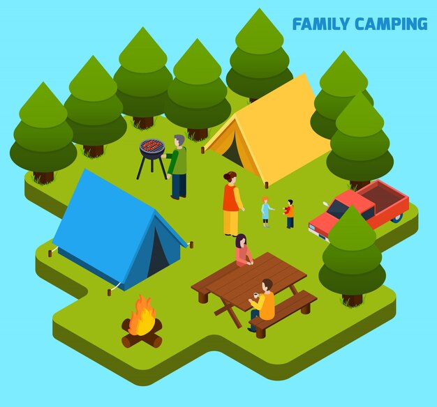 Skład Isometric Camping I Podróż