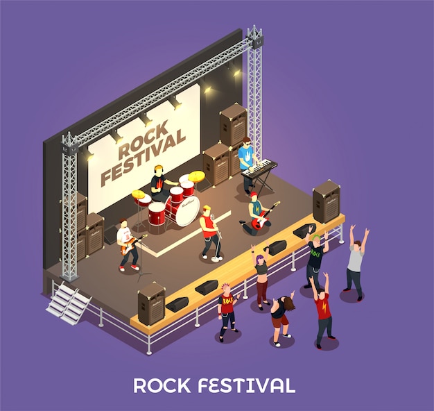 Skład izometryczny festiwalu rockowego