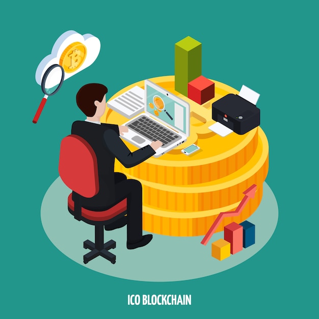 Skład izometryczny ICO Blockchain Development